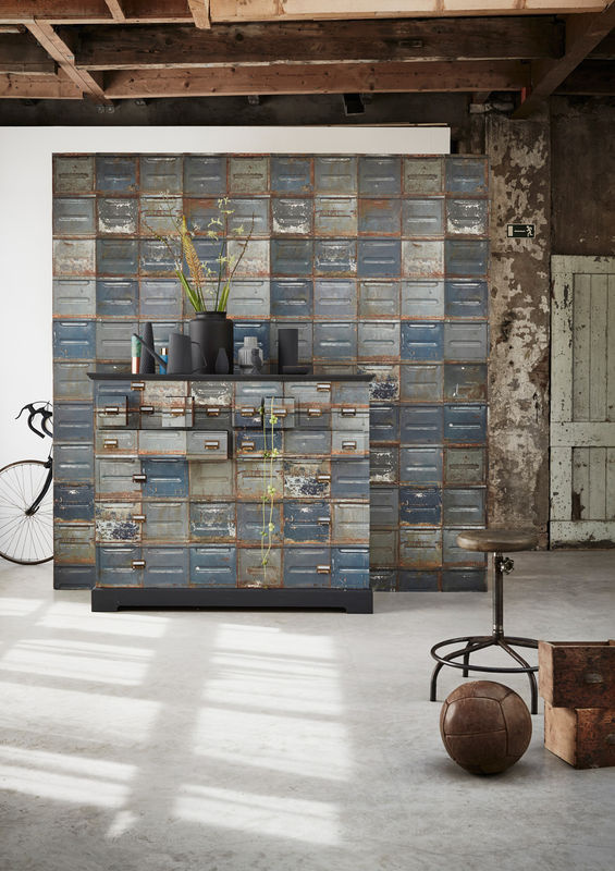 Studio Ditte Tapete Container Dark in Blau, Grau und Multicolour, Vlies-Tapete im Industrial-Stil, Breite: 50 cm, Länge: 10 m - Bild 3