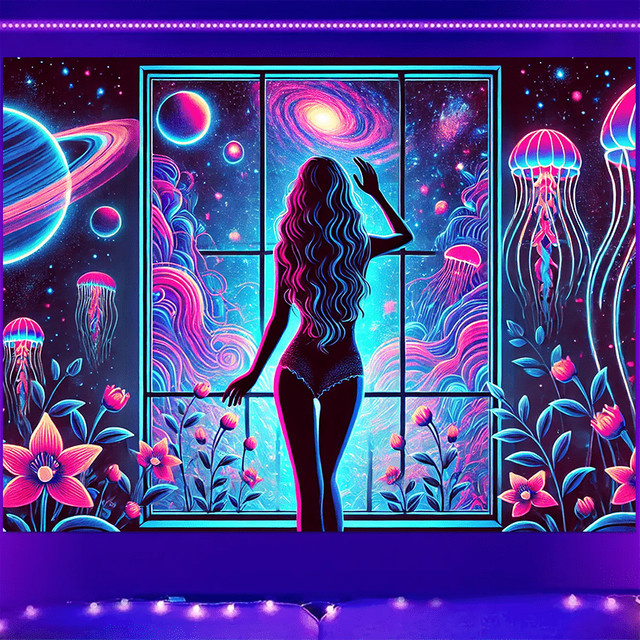 VIKAMA Wandteppich Universum Neon Nebula Abstract Multicolour B/H: 60 x 40 cm - Bild 1