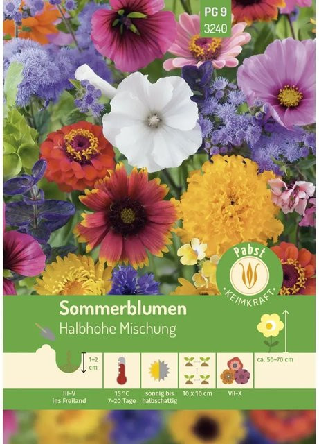 Pabst Keimkraft Sommerblumen Halbhohe Mischung Saatgut für Beet, Rabatten und Vasen - Bild 1