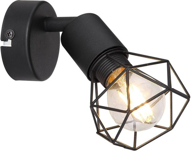 Globo Wandspot Xara Schwarz Metall mit E14 Fassung, B/H/T: 8 x 14 x 13 cm - Bild 1