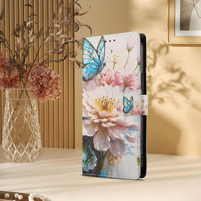 Leder Klapphülle mit Schmetterlingsblumen-Design für Samsung Galaxy S25 S24 S23 S22 S21 S20 Ultra FE Plus Edge, Geldbörse Handyhülle in Multicolour - Bild 1