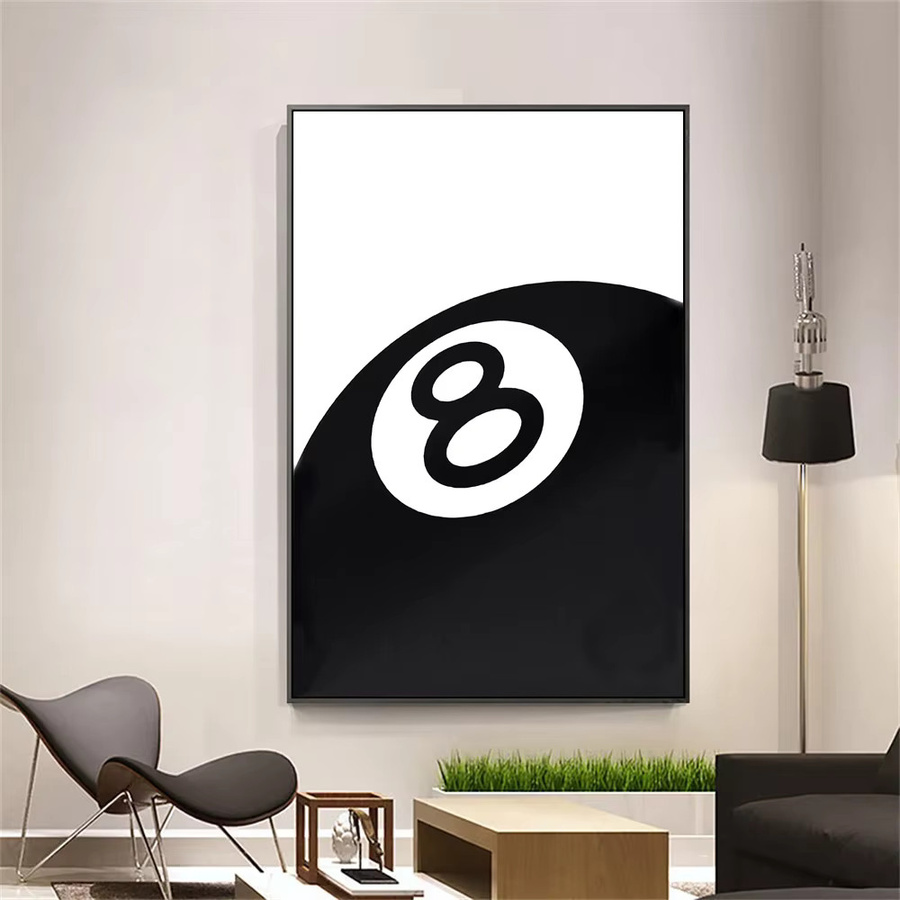 Modernes Billard-Kunstposter Nr. 8 von Potdemiel als Leinwanddruck in Schwarz-Weiß für deine Wanddekoration - Bild 3