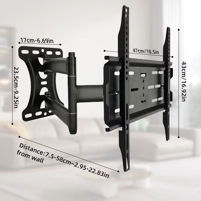BEISHI Full Motion TV-Wandhalterung für 32-65 Zoll, schwarz, drehbar und neigbar, max. VESA 400 x 400 mm, mit 70 cm langem Arm - Bild 2
