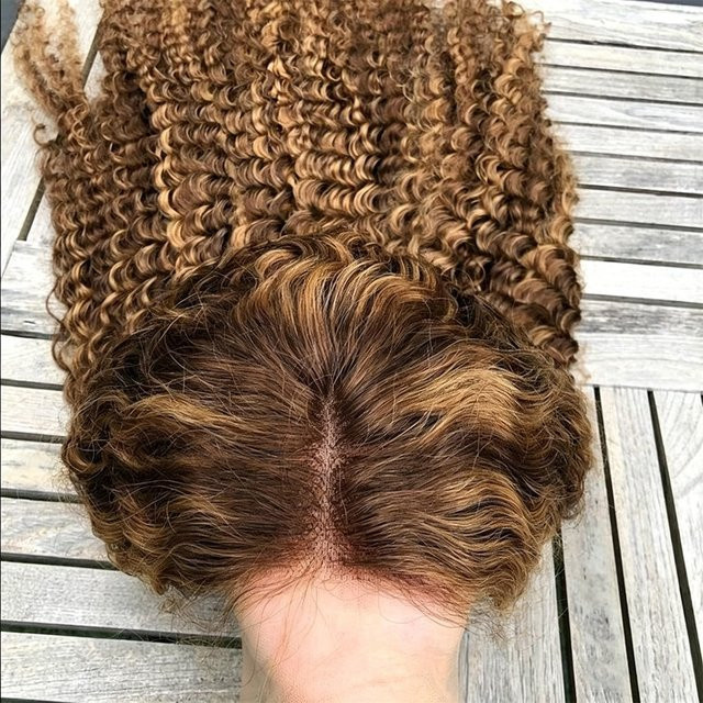 FIUMER Echthaar-Perücke, Honigblond, Deep Wave, 30 Zoll, HD Lace Front, Damen - Bild 1