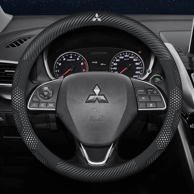 Lenkrad Abdeckung aus Wildleder und Carbonfaser für Mitsubishi Outlander, Pajero, Asx, Lancer, EX Evolution, L200 und Triton in Schwarz - Bild 1