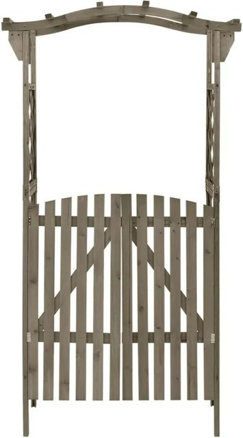 vidaXL Pergola mit Tor aus massivem Tannenholz in Grau, B/T/H: 116 x 40 x 204 cm - Bild 1