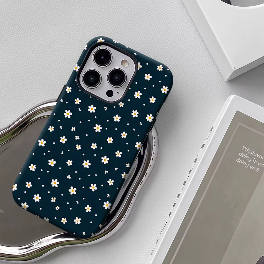 Potdemiel Daisy Dot Handyhülle für iPhone 17 16 15 14 13 Pro Max Plus, Robuste Ein- und Doppelschicht-Schutzhülle mit Magnetfunktion, Farbe: Blau - Bild 5