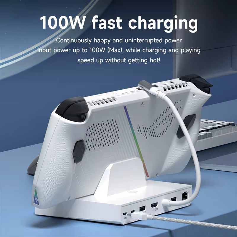 Hagibis 6-in-1 Universelle Dockingstation für ROG Ally, Steam Deck und Nintendo Switch OLED, USB-C Hub mit 4K HDMI, 2.5G RJ45 Ethernet und 100W Ladung, Weiß - Bild 3