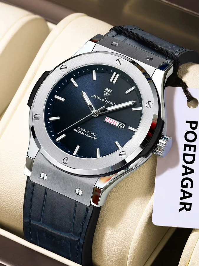 POEDAGAR Armbanduhr Quarz, Silikon, Schwarz, Herren - Bild 7