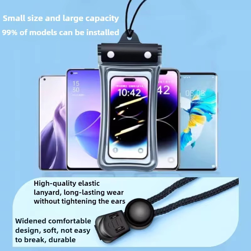 Wasserdichte Handyhülle PKFC als universelle Unterwasser-Trockentasche für iPhone, Huawei, Xiaomi und Samsung in Blau und Transparent - Bild 3
