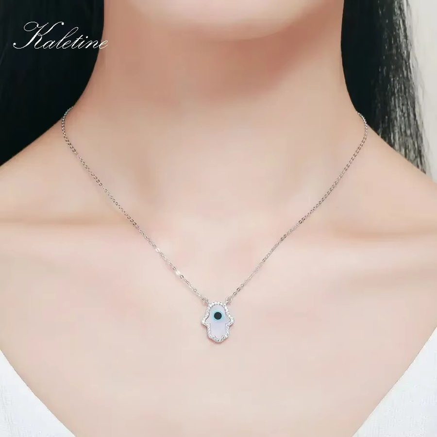 KALETINE Halskette, 925 Silber, Opal, Hamsa Hand der Fatima Charm Anhänger, Unisex - Bild 1