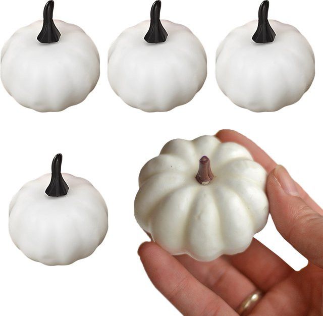ZYF 12er Set Weiße Dekokürbisse für DIY Bastelarbeiten zu Halloween und Thanksgiving - Bild 1