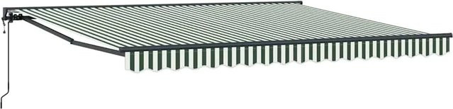 vidaXL Markisenrahmen mit Semi-Cassette in Grün, Weiß und Schwarz aus Stahl und Polyester, B: 400 cm, T: 300 cm - Bild 1