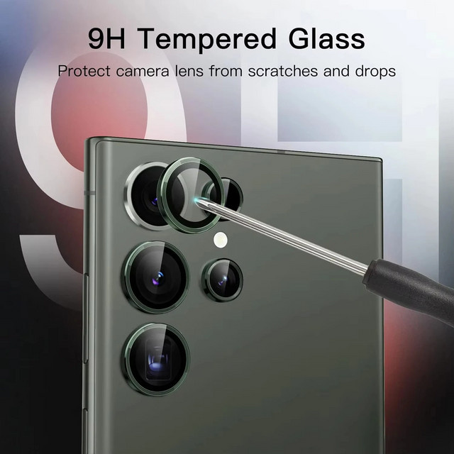 Samsung Galaxy S26 Ultra S26 Plus S25 Ultra Kameraobjektivschutz aus gehärtetem Glas mit Metallrahmen in Schwarz - Bild 1