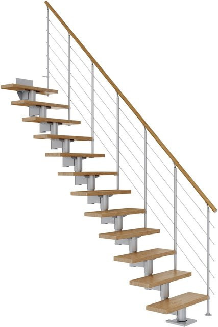 Dolle Mittelholmtreppe Cork Gerade in Eiche Perlgrau mit einer GH bis 315 cm und einer Breite: 75 cm - Bild 1