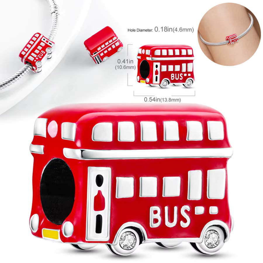Plata Perlen Rote Doppeldecker-Bus, 925 Silber, Zirkonia, Damen - Bild 2