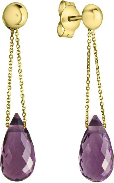 Celesta Gold Ohrring, 375 Gelbgold, Amethyst, Kristall, Unisex - Bild 1