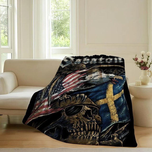 Sabaton Decke von happyhappy Blanket in Schwarz, weich und warm für Sofa, Bett oder Reise, B/B: 203,2 x 152,4 cm - Bild 1