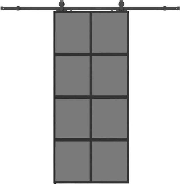 vidaXL Schiebetür aus Hartglas mit Beschlag in Schwarz, B/H: 90 x 205 cm - Bild 1