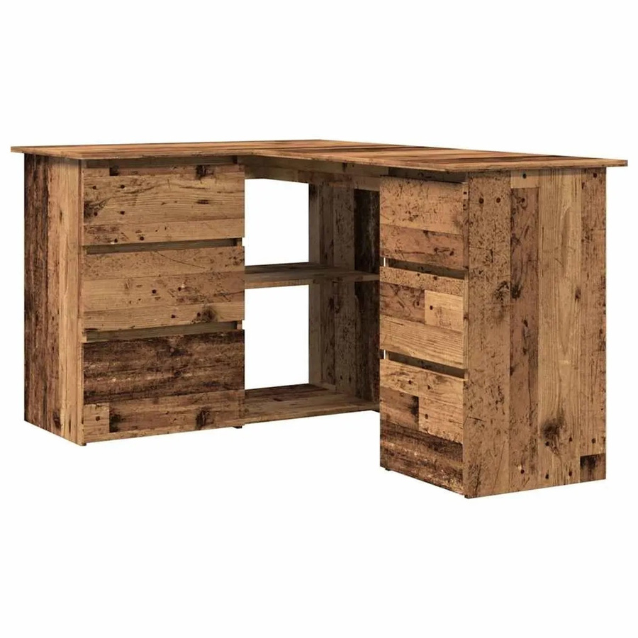 vidaXL Eckschreibtisch in Altholz-Optik, Farbe Braun, B/T/H: 145 x 100 x 76 cm - Bild 2