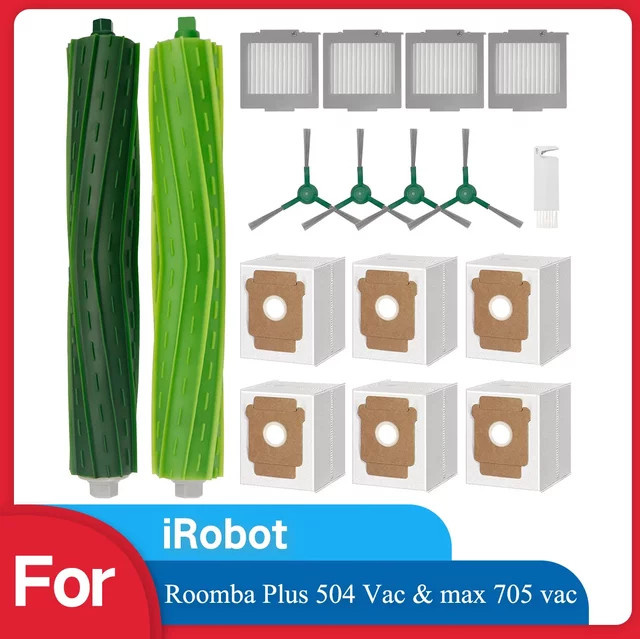 Zubehörset für iRobot Roomba Plus 504 Vac & Max 705 Staubsauger mit Staubbeuteln, Filtern und Seitenbürsten - Bild 1