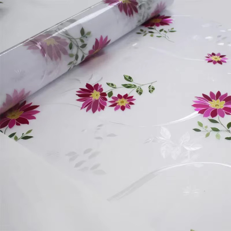 WXSHSH Fensterfolie für Privatsphäre mit lila Chrysanthemen Muster, selbstklebender Glasaufkleber für Zuhause und Büro - Bild 2