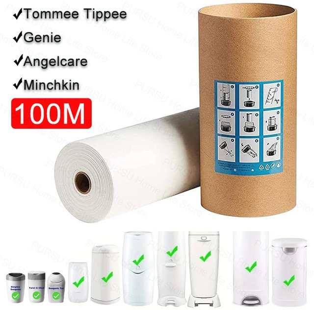 Säuglings-Nachfüllbeutel für Windeleimer in Weiß, kompatibel mit Tommee Tippe, Angelcare, Genie und Munchkin, 100 m pro Rolle - Bild 1