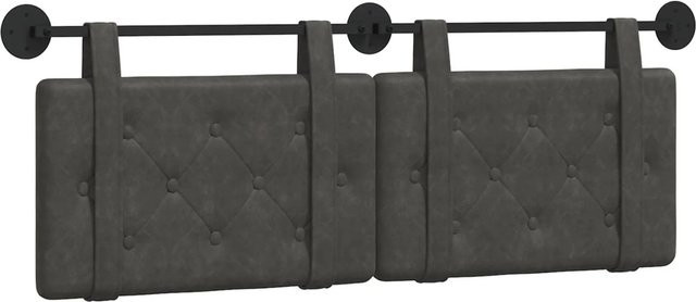 vidaXL Hängendes Kopfteil in Antik-Optik, gepolstert, Grau/Schwarz, Breite: 130 cm, Höhe: 55 cm, Tiefe: 5 cm - Bild 1