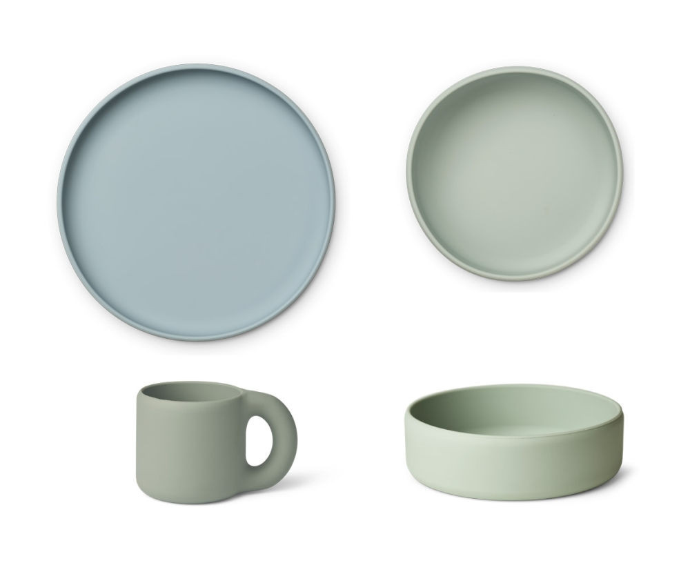 Liewood Andie Junior Set aus Silikon in Green Multi Mix für Kinder, spülmaschinenfest - Bild 1