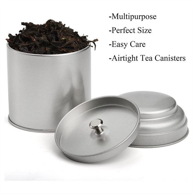 12er Set runde Teedosen aus Metall mit luftdichtem Doppeldeckel, silber, 236 ml pro Dose - Bild 1