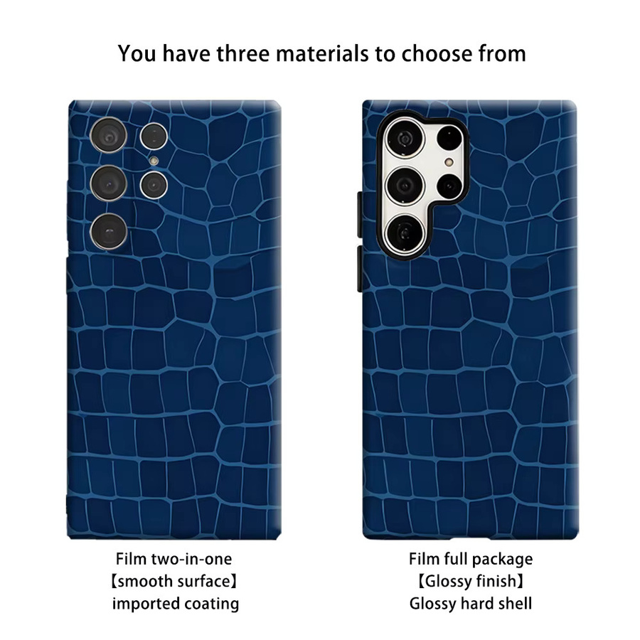 Stoßfeste Samsung Handyhülle in Tiefblau mit Kroko-Textur für Galaxy S26 S25 S24 S23 Ultra Plus - Bild 2