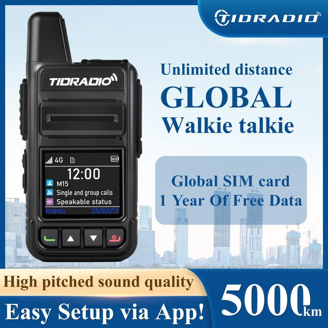 TIDRADIO M15 Langstrecken-Walkie-Talkie POC-Funkgerät in Schwarz mit 5000 km Reichweite und Odmaster App-Unterstützung - Bild 1