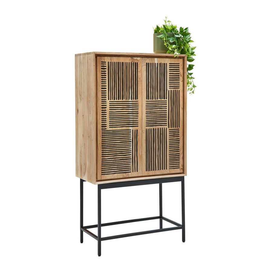 Mömax Highboard Tarim in Schwarz und Akaziefarben mit Schranktüren und Regalböden, B/T/H: 150 x 40 x 80 cm - Bild 2