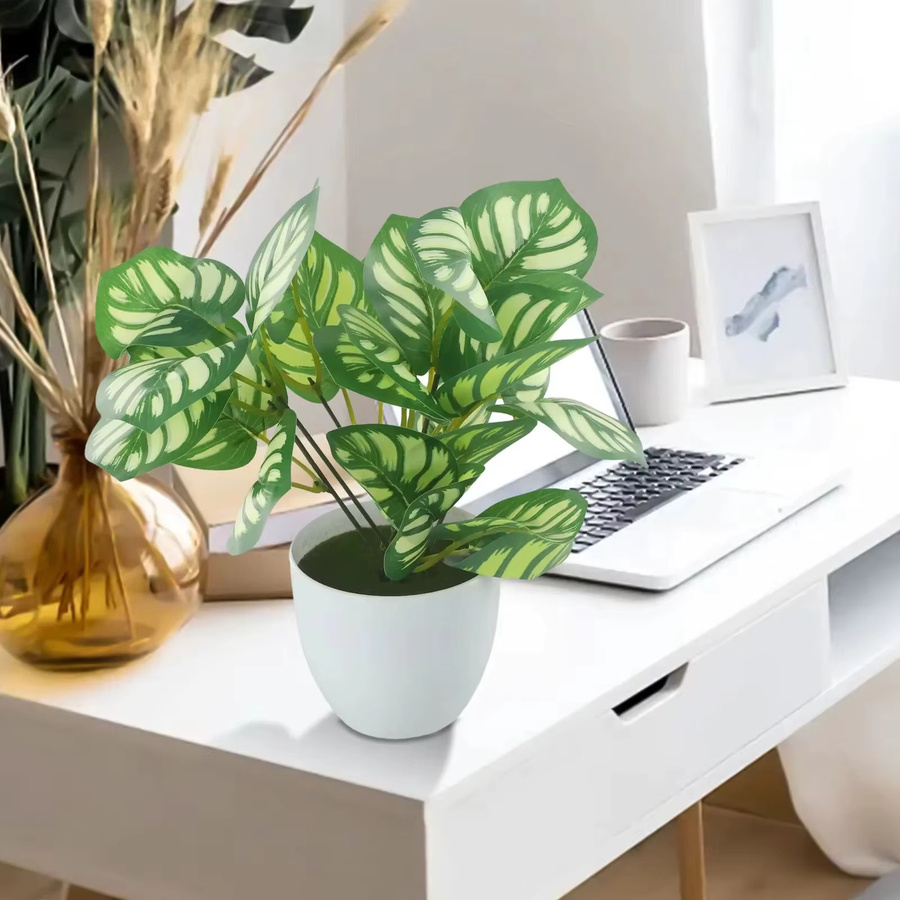 Uflower Künstliche Pflanze Bonsai in grünem Keramiktopf für Home Office Desktop Dekoration, Höhe: 22 cm - Bild 2