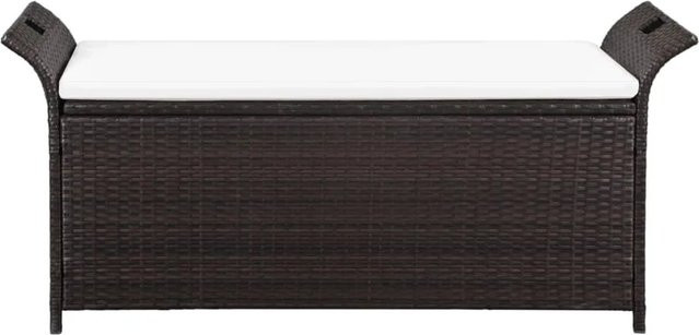 vidaXL Truhenbank aus Poly Rattan mit Polster in Braun für den Garten, Breite: 138 cm - Bild 1