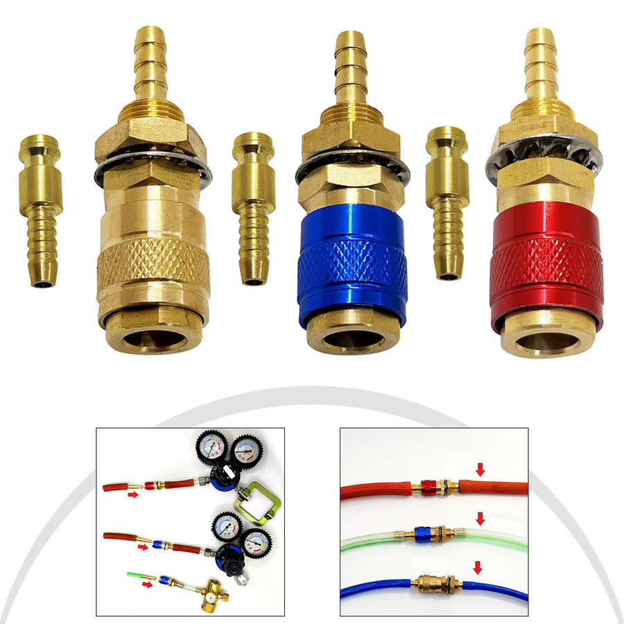 VIBRATITE Schnellanschluss-Fitting Set für WIG-Schweißen, Wasser- und Gasadapter in Rot, Gelb und Blau - Bild 2
