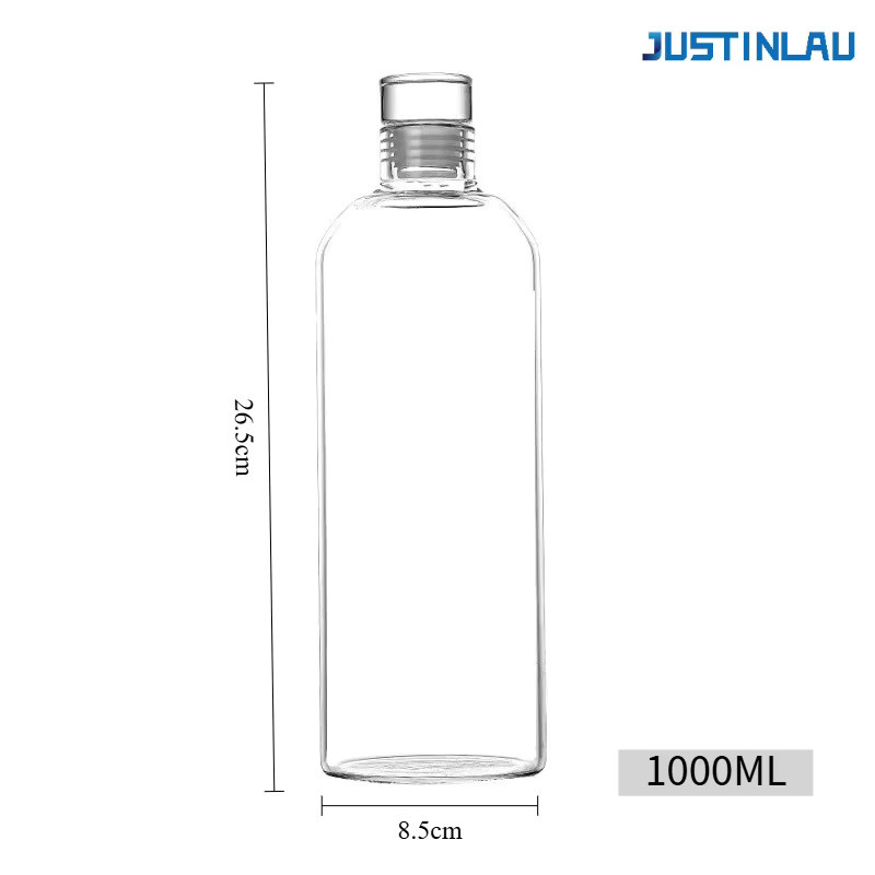 JUSTINLAU Tragbare Glasflasche aus Borosilikatglas mit Trinkzeit-Skala, Transparent, 300 ml - Bild 3