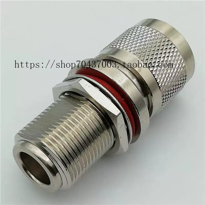 Wasserdichter L16 N-Typ Stecker-Buchse-Verbinder aus Messing mit O-Ring-Unterlegscheibe für Schottwandmontage, Farbe: Silber - Bild 4
