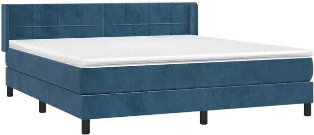 vidaXL Boxspringbett Dunkelblau mit Matratze aus Samt und Massivholz, B/T/H: 180 x 200 x 183 cm - Bild 1