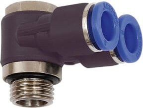 Riegler Y-Winkelsteckverschraubung Blaue Serie aus Messing, drehbar, G 3/8 a, Durchmesser 10mm, Blau - Bild 1