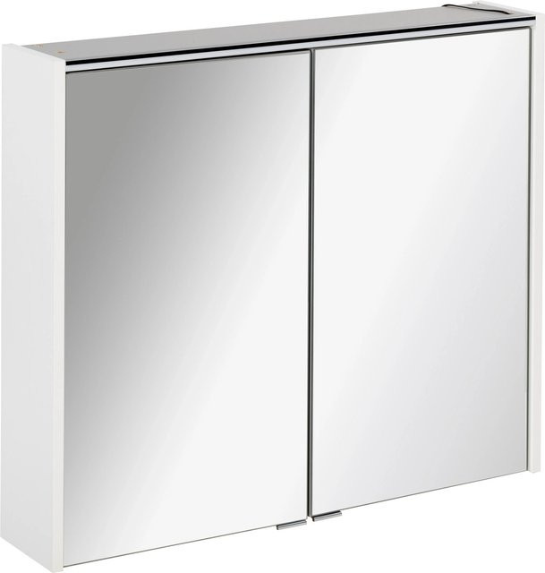 Fackelmann Spiegelschrank Denver mit LED-Beleuchtung und Softclose-Türen, Weiß/Grau, B/H/T: 80 x 68,5 x 16 cm - Bild 1