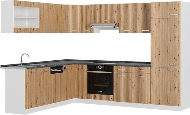 Vicco R-Line Eckküche Artisan Eiche Weiß Anthrazit modern B/T/H: 227 x 287 x 207 cm - Bild 1