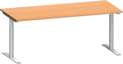 Schäfer Shop Genius Schreibtisch MODENA FLEX höhenverstellbar mit T-Fuß-Rundrohr, Buche/Weiß, B: 180 cm, T: 80 cm - Bild 1