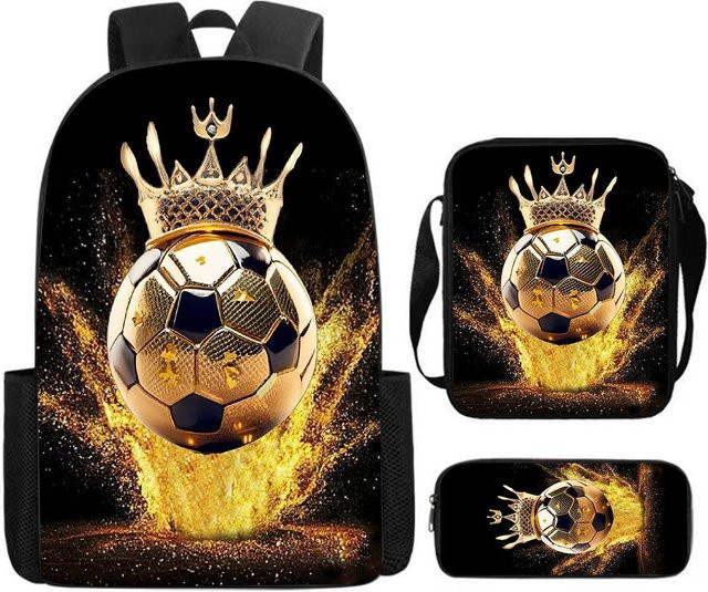 3-teiliges Schulrucksack-Set in Schwarz aus Oxford-Stoff mit großem Fassungsvermögen inklusive Federmäppchen und Schultergurt - Bild 1