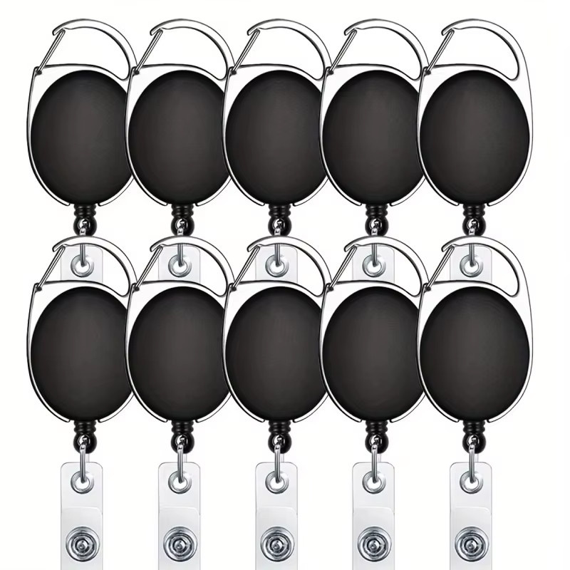 8 Stück Einziehbare Ausweishalter-Clips in Schwarz aus Kunststoff für ID-Karten und Schlüsselanhänger - Bild 4