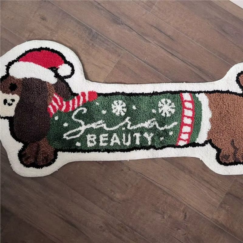 VIKAMA Weihnachts-Dackel Druckteppich als weiche und dekorative Bodenmatte für Wohnzimmer und Schlafzimmer - Bild 3