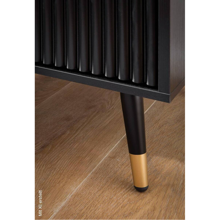 Wohnling Nachttisch in Schwarz und Gold mit geometrischem Design, B/H/T: 43,5 x 56 x 39 cm - Bild 3
