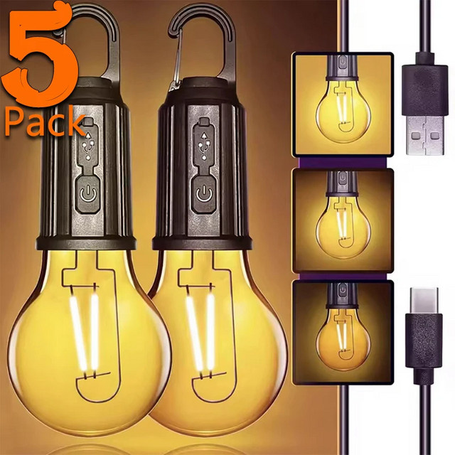 Retro LED Wolfram Glühbirne von super-cheese als wasserdichte Outdoor Hängelampe mit USB- und Solar-Ladung, warmweiß, transparent/schwarz - Bild 1