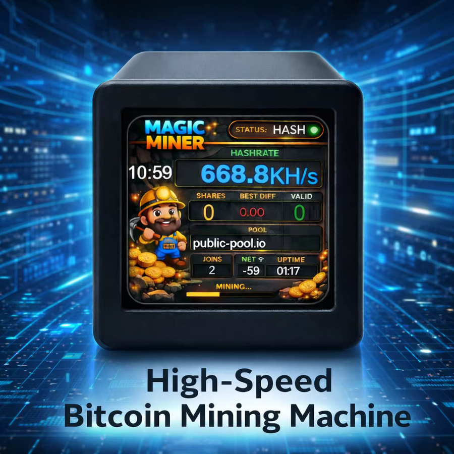 GEEKMAGIC Mini Bitcoin Miner Monitor mit WLAN und Echtzeit-Hashrate, Schwarz - Bild 2