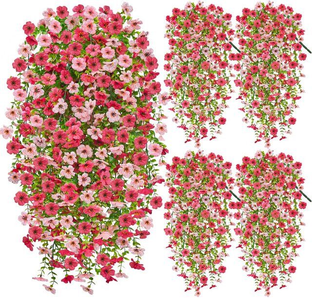 MUFU Künstliche Gänseblümchen Hängende Ranken in Rosa aus Kunststoff für Hochzeit und Wanddekoration - Bild 1